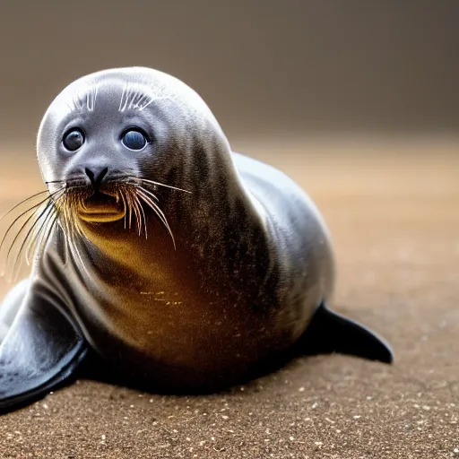Prompt: national geographic photograph of a seal with a kitten