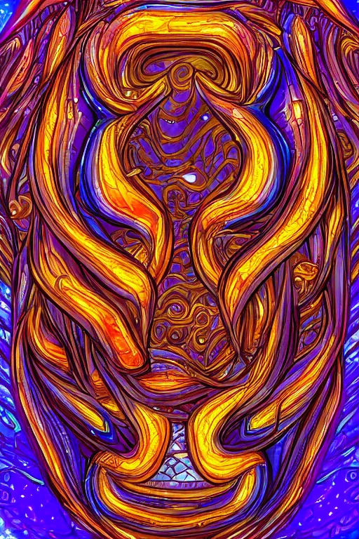 Prompt: iridescent amber fish, symmetrical, highly detailed, digital art, sharp focus, trending on art station, anime art style