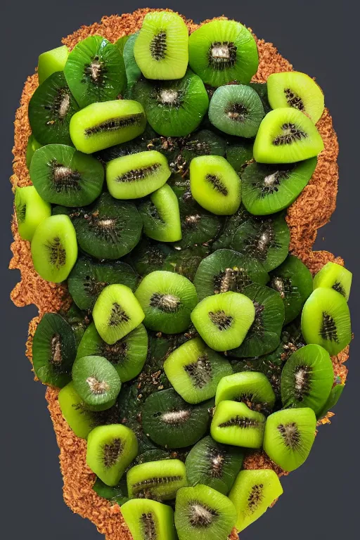 Image similar to 📷 joe keery made of kiwi fruit 🥝, made of food, head portrait, dynamic lighting, 4 k