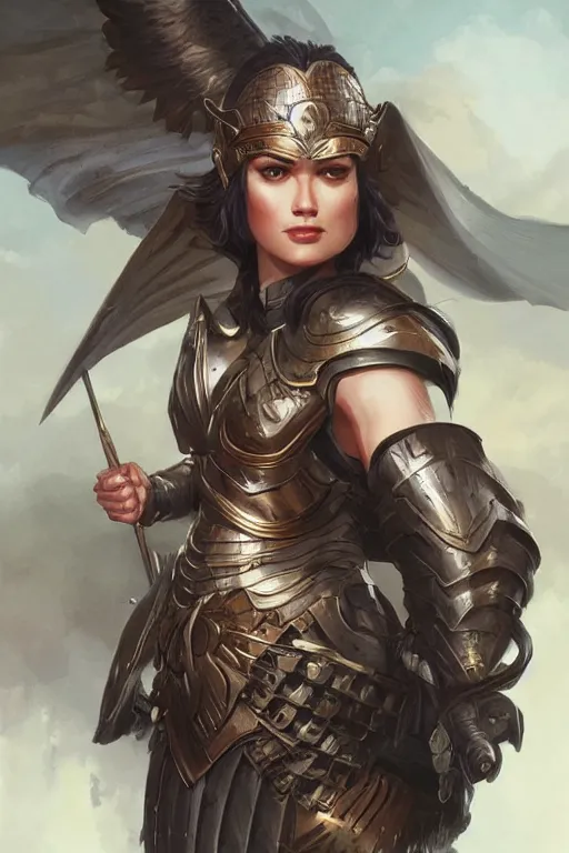 Image similar to amazon valkyrie athena, d & d, fantasy, portrait, highly detailed, headshot, digital painting, trending on artstation, concept art, sharp focus, illustration, art by artgerm and greg rutkowski and magali villeneuve