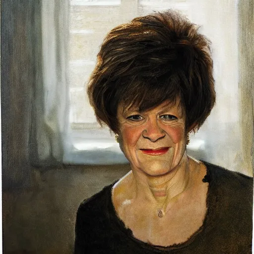 Prompt: high quality, high detail, realistic portrait of susan bennett, painted by andrew wyeth, dramatic lighting, cinematic composition