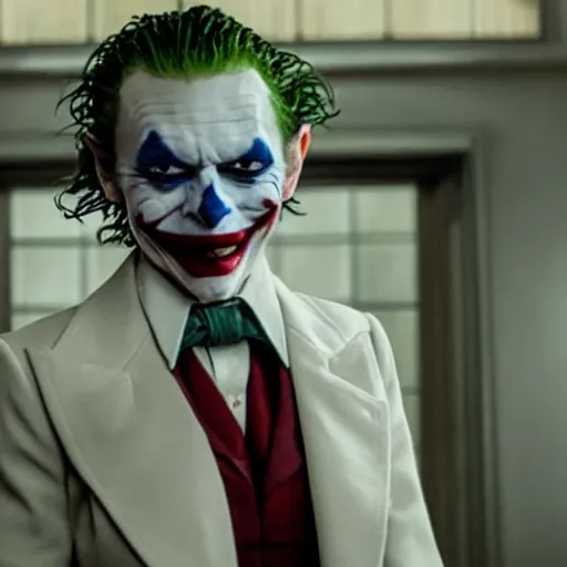 Image similar to film still of Tilda Swinton as joker in the new Joker movie