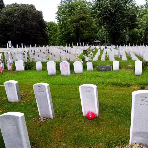 Prompt: photo of a cemetery for clowns