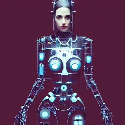 Image similar to Perfectly-Centered Full-body-Portrait of a Mechanical Cyberpunk Female Android, intricate, elegant, super highly detailed, professional digital painting, artstation, concept art, smooth, sharp focus, no blur, no dof, extreme illustration, Unreal Engine 5, Photorealism, HD quality, 8k resolution, cinema 4d, 3D, beautiful, cinematic, art by artgerm and greg rutkowski and alphonse mucha and loish and WLOP