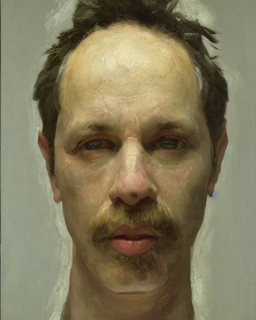 Image similar to painterly portrait, Mark Hammill, impasto, fantasy, chuck close:7, carl spitzweg:7, cinematic light, full face, symmetrical face
