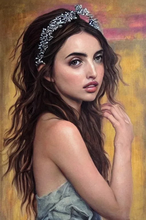 Prompt: ana de armas, greek goddess painting