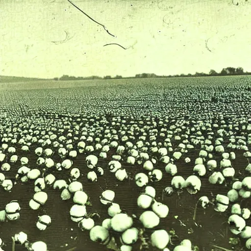 Image similar to robots working in the cotton field , 1824 , old photograph , 4k , HD