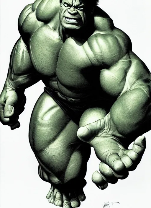 Prompt: the hulk, illustration portrait by mark brooks, detailed, soft lighting