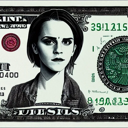 Image similar to emma watson dollar bill