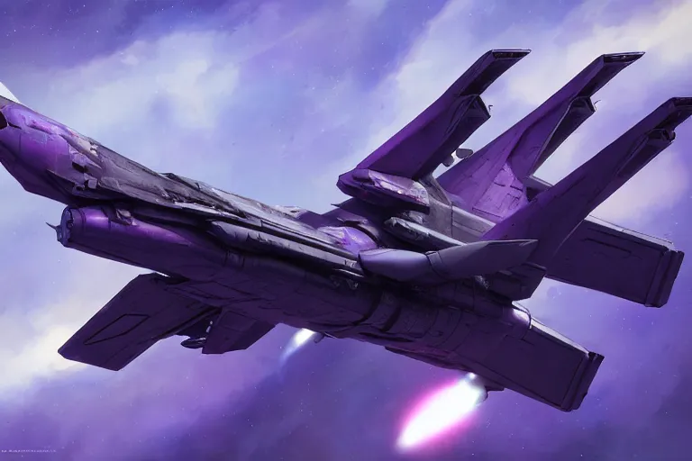 Image similar to alien military fighter jet, purple, futuristic, apocalyptic, by jon aaron kambeitz, katsuhiro otomo, heng z, concept art, insanely detailed, raytracing, octane, unreal engine, trending on artstation