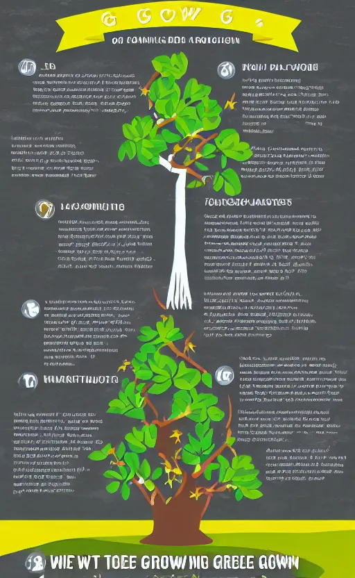 Prompt: infographic on how to grow a tree, - n 6