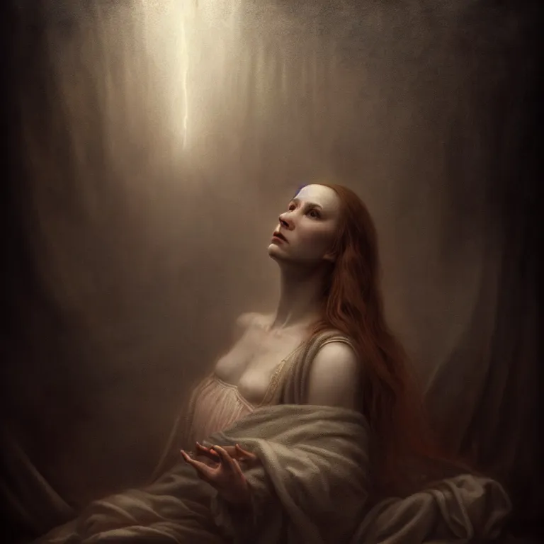 Image similar to renaissance professional digital art of the wonderful goddess, atmospheric dramatic lighting, cinematic, drawn, complex, detailed, tender premonition, leesha hannigan, wayne haag, reina rocin, ignacio fernandez rios, mark ryden, gregory crewdson, epic, stunning, magnificent, a lot of wow, cinematic, masterpiece