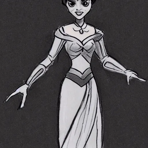 Image similar to milt kahl sketch of victoria justice as princess padme from star wars episode 3