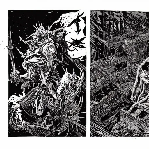 Prompt: chaos, night, rot, blood, epic art, dark souls, highly detailed and intricate by laurie greasley