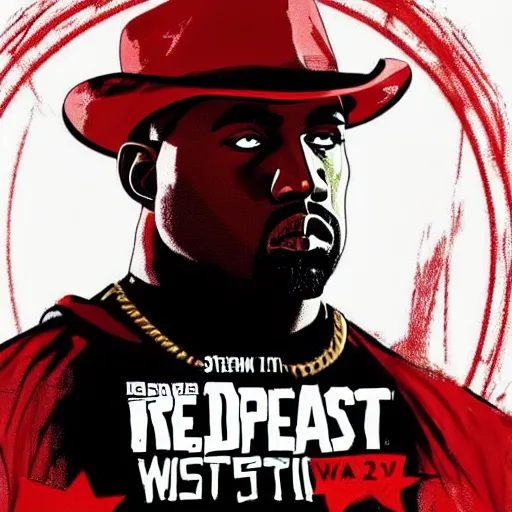 Prompt: kanye west in stephen bliss illustration red dead redemption 2 artwork of kanye west, in the style of red dead redemption 2 loading screen, by stephen bliss