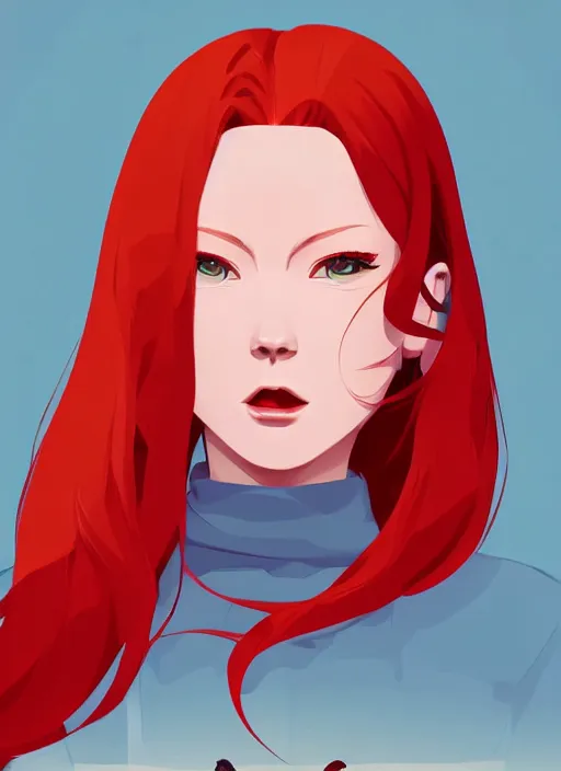 Image similar to a woman with beautiful red hair. she looks very angry. clean cel shaded vector art. shutterstock. behance hd by lois van baarle, artgerm, helen huang, by makoto shinkai and ilya kuvshinov, rossdraws, illustration, art by ilya kuvshinov