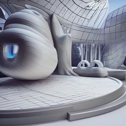 Image similar to detailed architectural render of a futuristic home with soft inflatable mickey mouse minnie shape surreal sculptures atmosphere inspired by postmodernism hyperreal hyperdetailed 3 d samaritual 8 k real engine