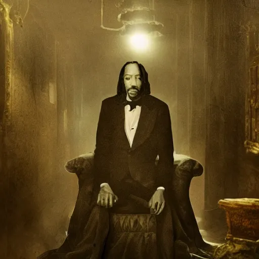 Prompt: snoop dogg, dark, nighttime, victorian england style, horror, grotesque, serene, haunting, heavy atmosphere, claustrophobic, insanity, High Definition detail, 8K