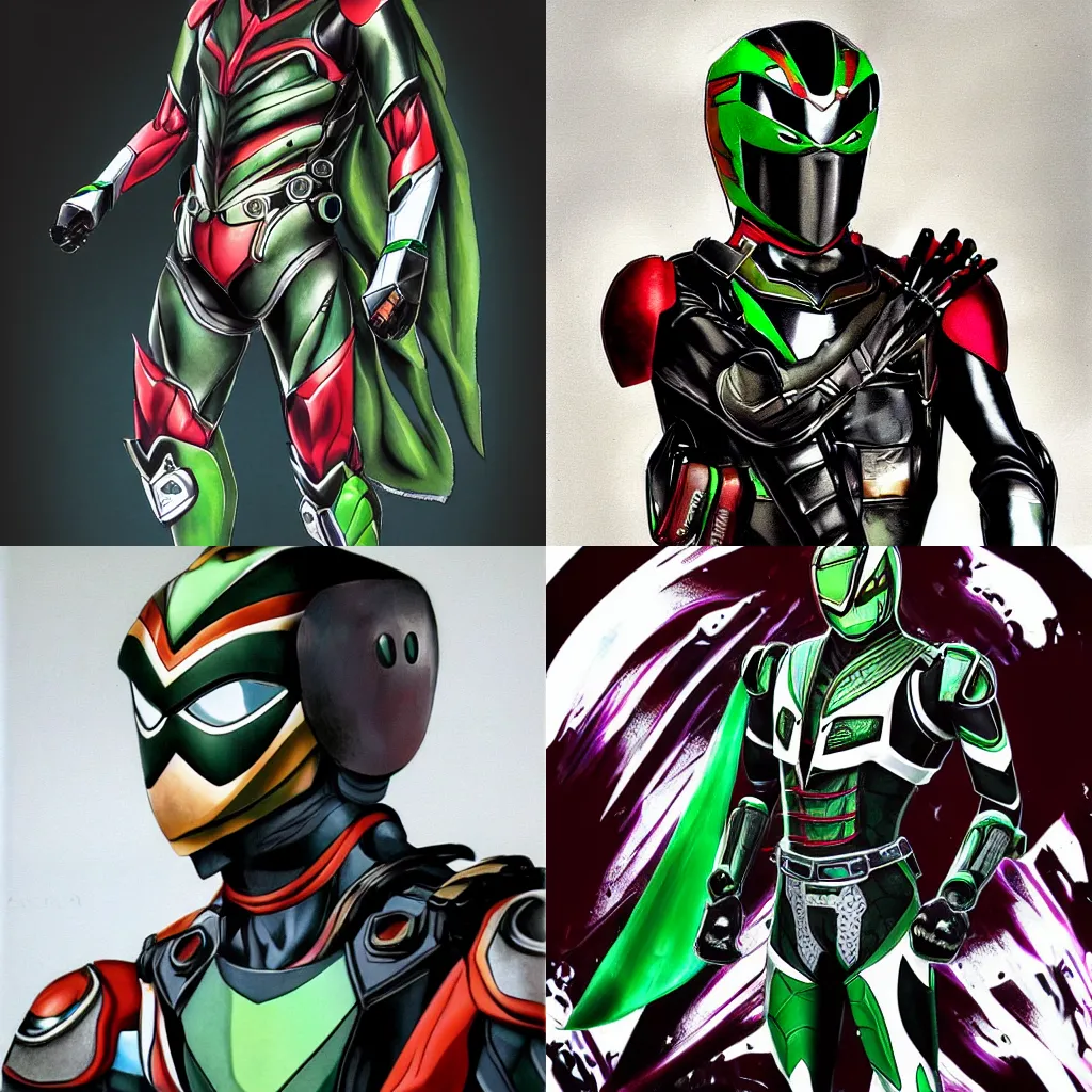 Prompt: Kamen Rider full body portrait by Michelangelo
