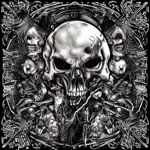 Image similar to HD intricate details fine line gothic grunge style death-metal horrorcore albumcover digital art trending on artstation