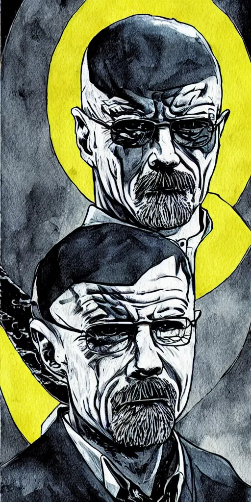 Image similar to portrait of walter white as the batman, illustration, art by neil gaiman