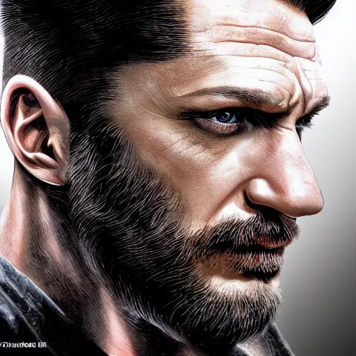 Image similar to tom hardy as wolverine from x - men digital art 4 k detailed super realistic