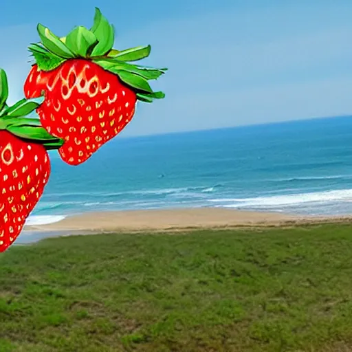 Image similar to strawberry plane, making looping und the ocean