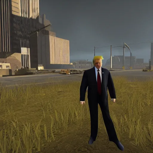 Prompt: Donald Trump as a half life 1 character, video game screenshot, rule of thirds