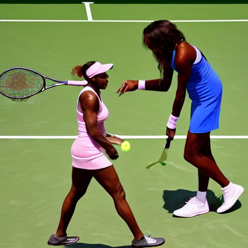 Image similar to Kermit the frog and Serena Williams playing tennis sports journalism 4k hd