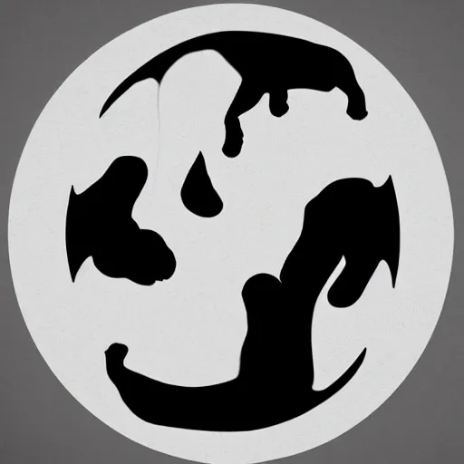 Image similar to Silhouette of an ape and a horse, yin Yang shaped