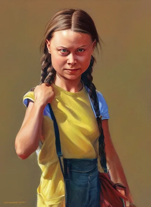 Image similar to greta thunberg, artwork by earl norem, detailed digital art, trending on Artstation