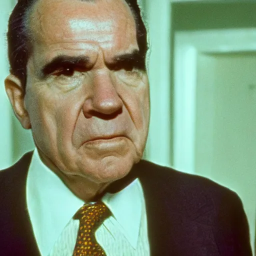 Image similar to A movie still of Richard Nixon in The Shining