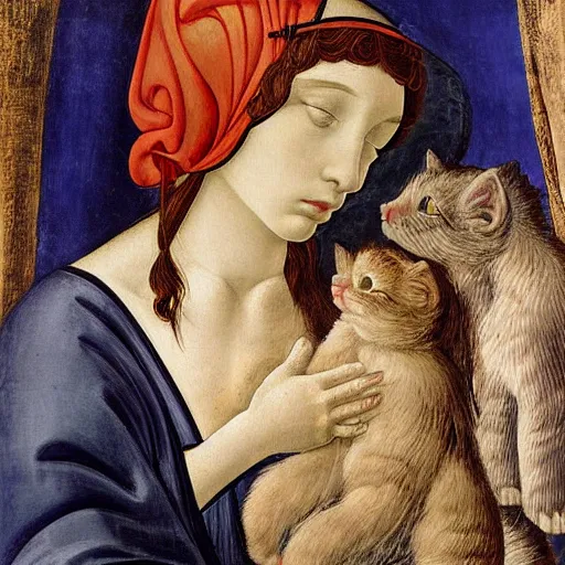 Image similar to baby kitten, portrait birth of vemus botticelli