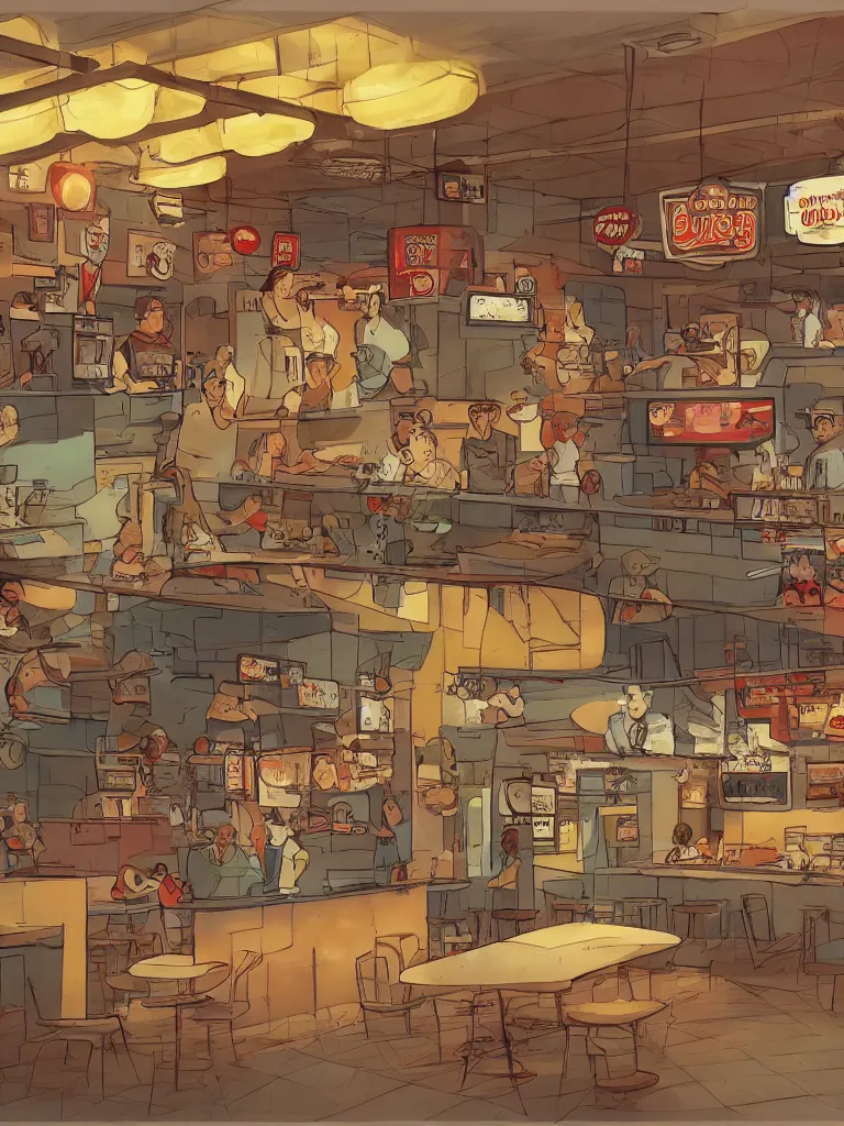 Image similar to burger joint by disney concept artists, blunt borders, rule of thirds