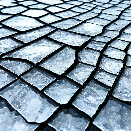 Image similar to shattered ice surface, 8k, ultra realistic.