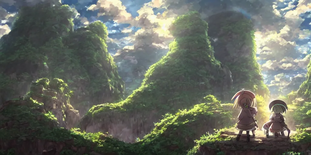 Prompt: made in abyss anime landscape art, anime key visual