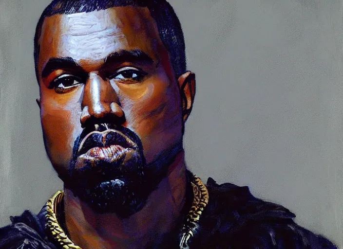 Image similar to a highly detailed beautiful portrait of kanye west, kanye west, by gregory manchess, james gurney, james jean