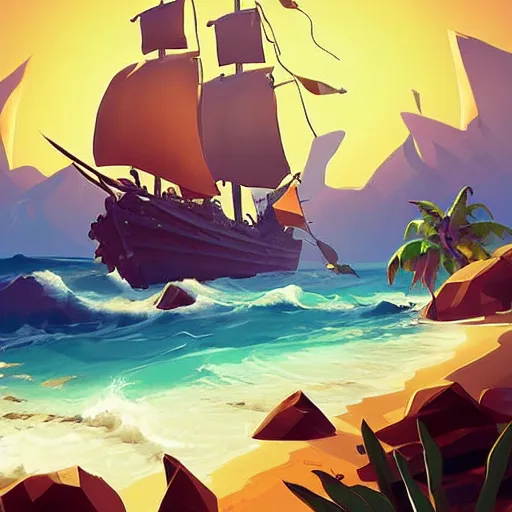 Image similar to painting treasure on sea of thieves game smooth median photoshop filter cutout vector, behance hd by jesper ejsing, by rhads, makoto shinkai and lois van baarle, ilya kuvshinov, rossdraws global illumination