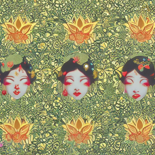 Image similar to Gilded lotus princess, ivy, oriental wallpaper, james jean