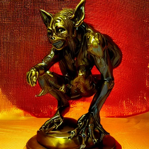 Prompt: Lucky Golden Goblin statue, bright art masterpiece artstation. hyper details, golden smooth material, sculpted by Alex Alice, Craig Mullins, yoji shinkawa, trending on artstation, beautifully lit, Peter mohrbacher, hyper detailed, insane details, intricate, elite, elegant, luxury, glittering light, CGsociety, hypermaximalist, golden ratio, treasure background, volumetric, octane render, weta digital, micro details, 3d sculpture