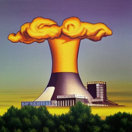 Prompt: the springfield nuclear power plant, an oil painting by montgomery burns and ( ( ( waylon smithers ) ) )