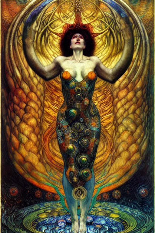 Image similar to Divine Chaos Engine by Karol Bak, Jean Delville, William Blake, Gustav Klimt, and Vincent Van Gogh, symbolist, visionary