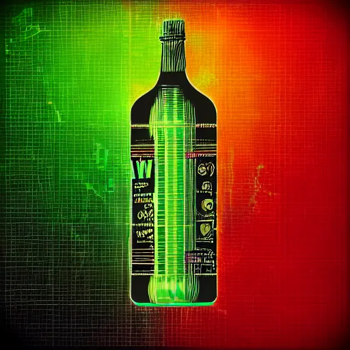 Prompt: bottlepunk wirewave digital art