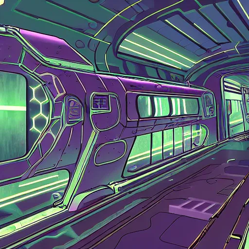 Prompt: an interdimensional travelling train, cyberpunk aesthetic, abstract, highly - detailed