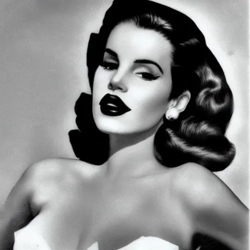 Image similar to lana del rey pin up, award winning, 1 9 5 0 s