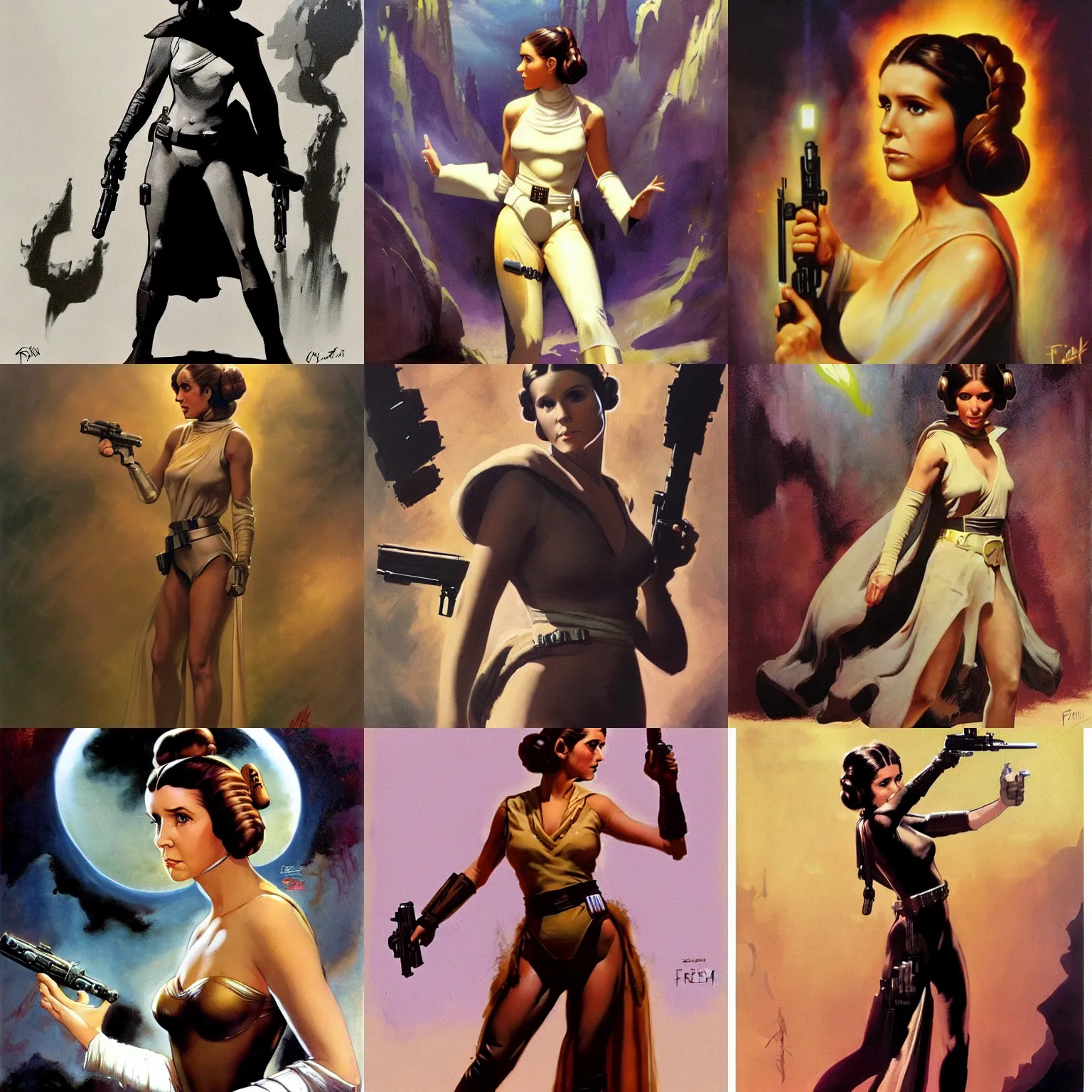 Prompt: princess leia by frank frazetta, trending on artstation