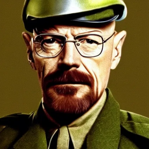 Image similar to Walter white as a soldier in ww2, grainy photo