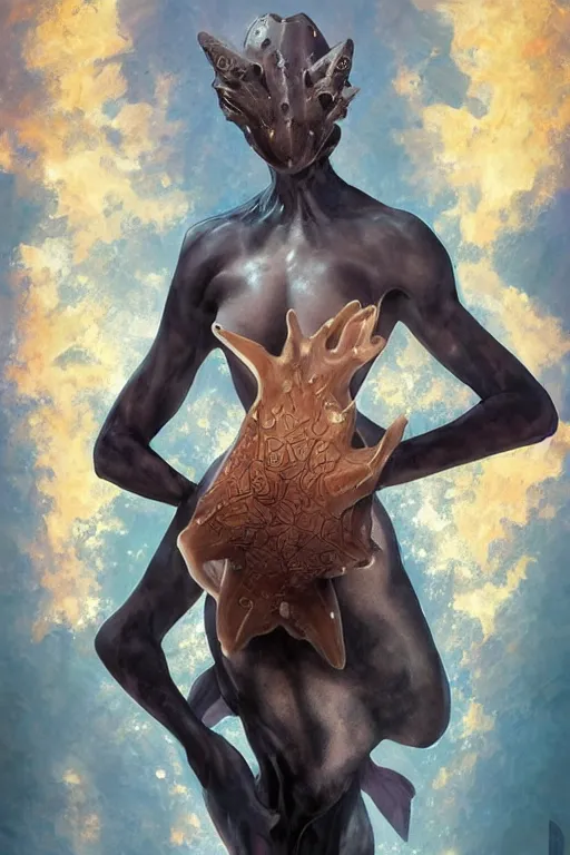 Image similar to portrait of the starfish horse disturber wearing enigma ring by artgerm and Craig Mullins, James Jean, Andrey Ryabovichev, Mark Simonetti and Peter Morbacher 16k