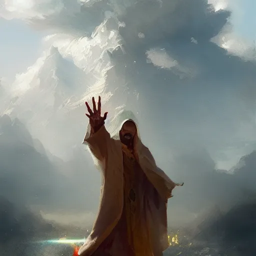 Image similar to god's middle finger, by greg rutkowski, trending on artstation