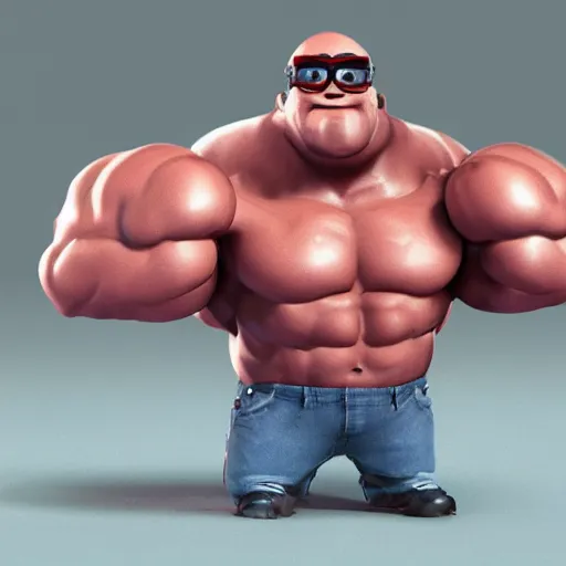 Image similar to minion as a bodybuilder, unreal engine 5, artstation